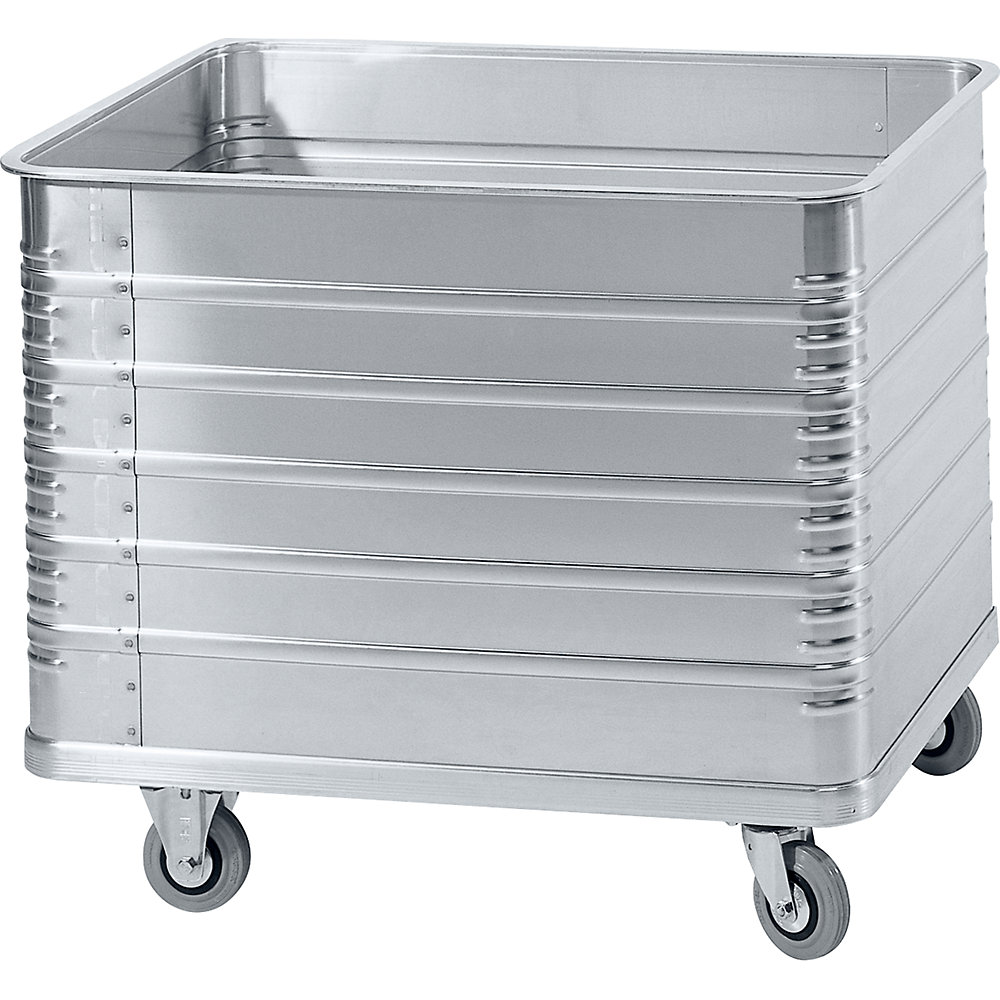 ZARGES Aluminium box trolley, capacity 415 l, with edge and base profile