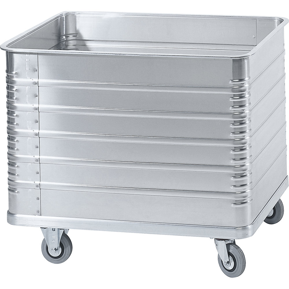 ZARGES Aluminium box trolley, capacity 655 l, with edge and base profile