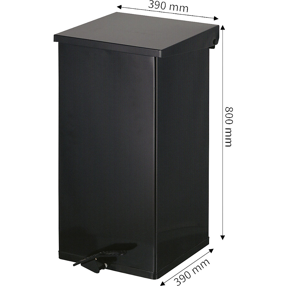 kaiserkraft Tretabfallsammler, Volumen 110 l, BxHxT 390 x 800 x 390 mm, schwarz 2