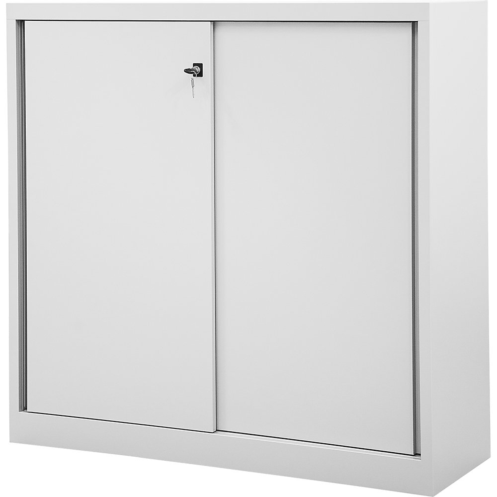 Schiebetürenschrank ECO, 2 Fachböden, 3 Ordnerhöhen, lichtgrau BISLEY 2