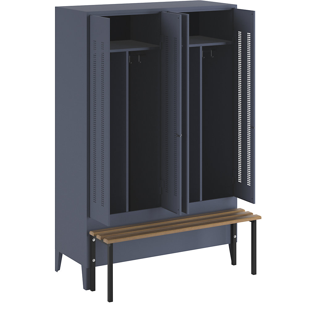 Photos - Inventory Storage & Arrangement WOLF 2 compartments, 2 compartments, blue grey, W 1200 mm, bench mounted in front, beech wood 