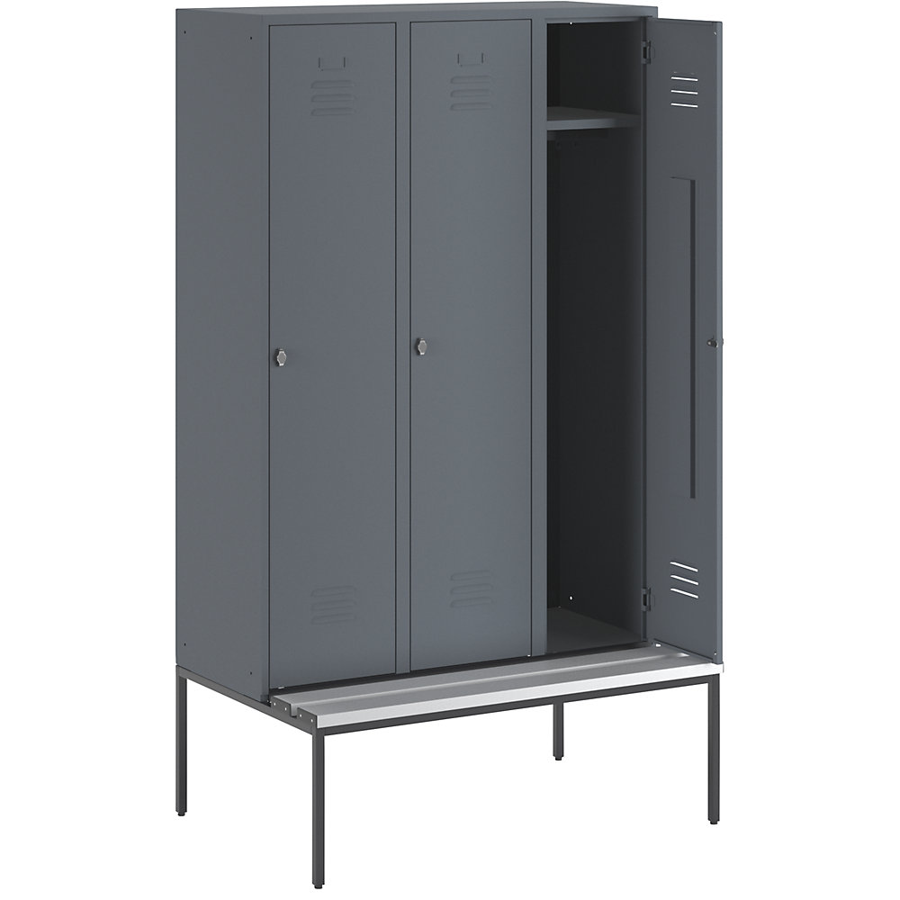 Photos - Inventory Storage & Arrangement WOLF 3 compartments, 3 compartments, blue grey, W 1200 mm, bench fitted below, plastic 
