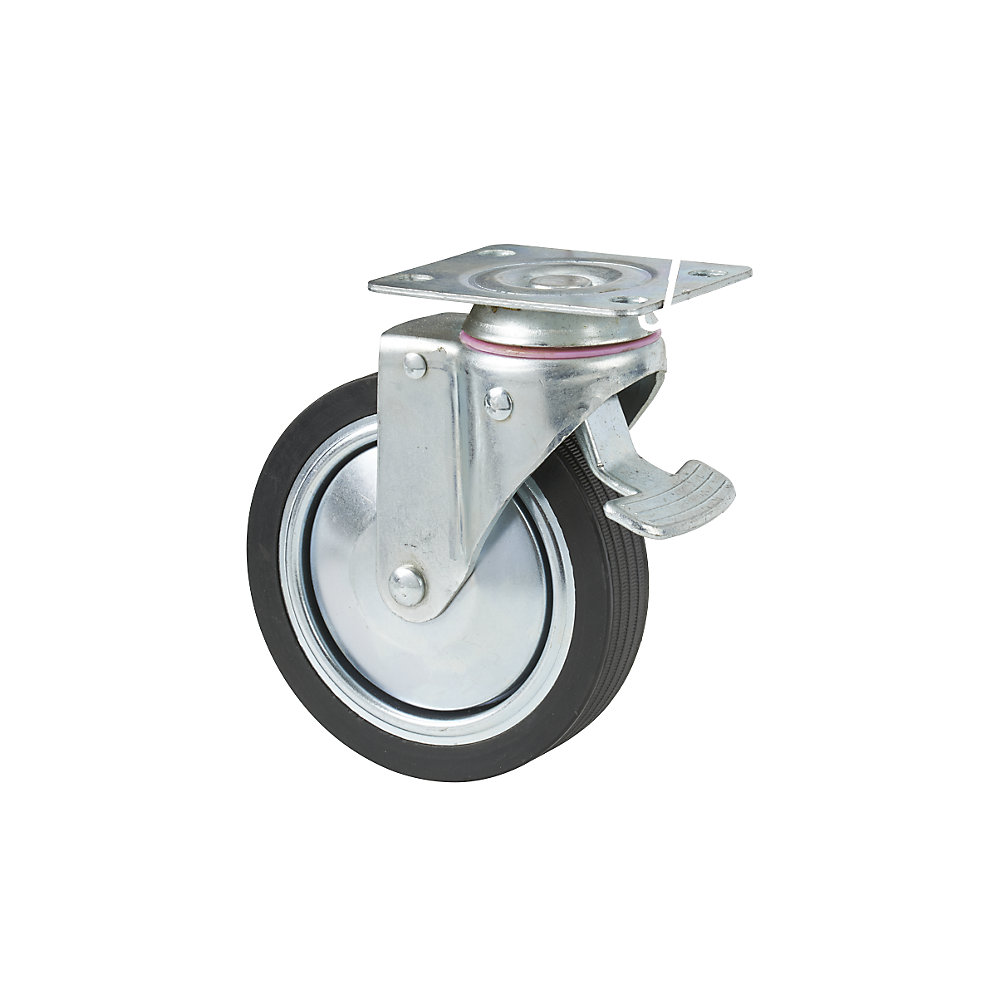 Rotella pivottante con fermo, Ø 128 x 28 mm, per carrello per officina