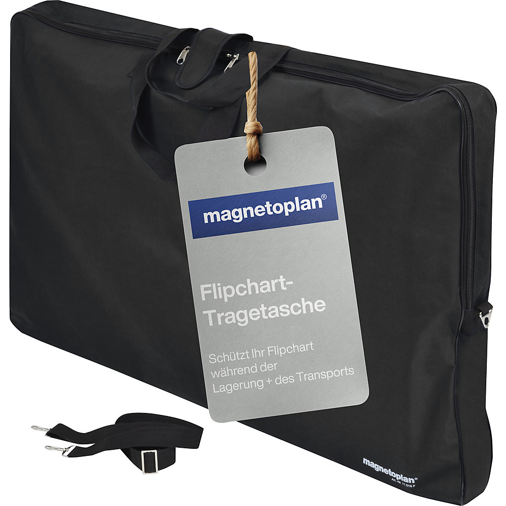 Flipchart-Tragetasche, schwarz, Format 1150 x 750 x 80 mm, inkl. Schulterriemen und Handschlaufen magnetoplan 2