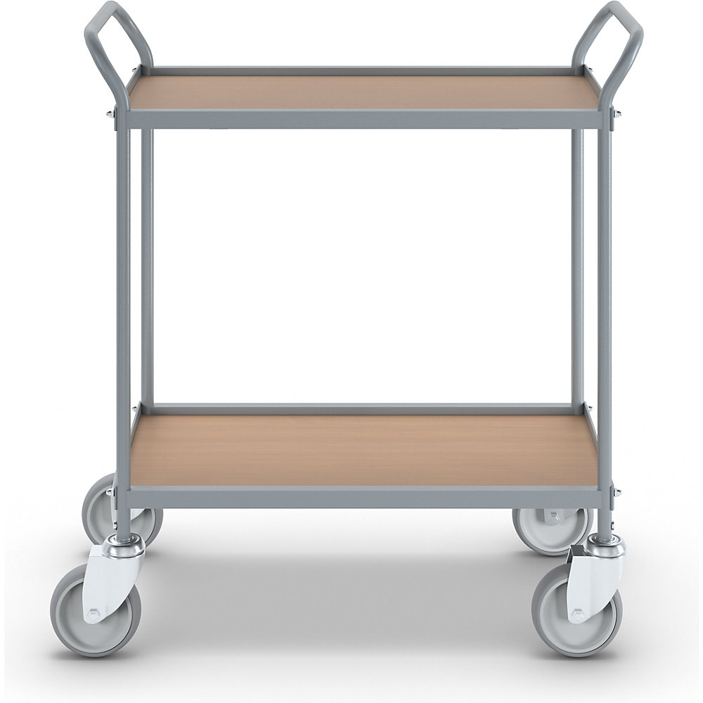 Servierwagen, Etagenhöhe 530 mm, 2 Etagen, mit 4 Lenkrollen, Rad-Ø 125 mm eurokraft pro 2