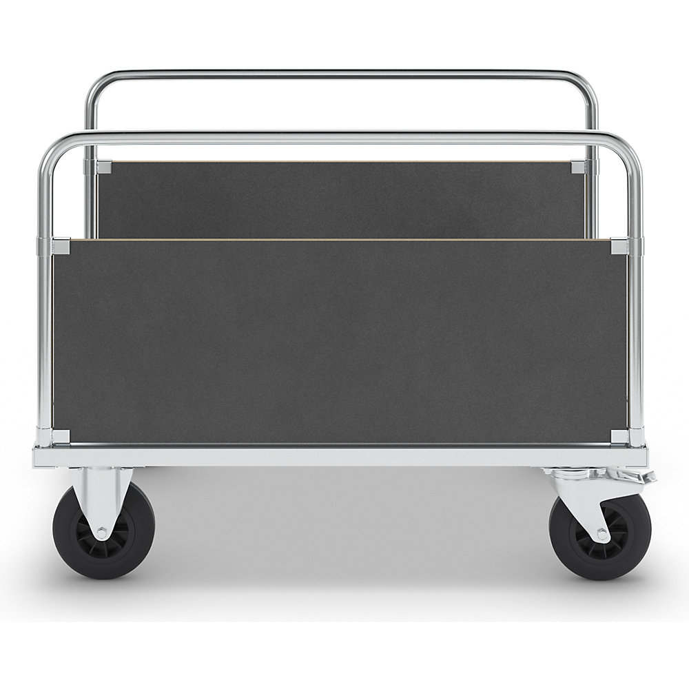 Plattformwagen Tragfähigkeit 500 kg, mit 2 Seitenwänden, LxBxH 1200 x 800 x 900 mm, mit Feststeller Kongamek 2