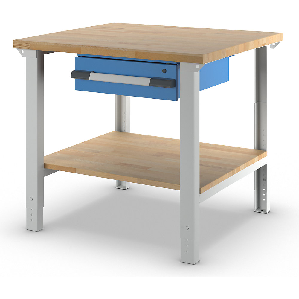 Werkbank, Baukastensystem Serie 7000, 1 Schublade, 1 Ablageboden, BxT 1000 x 900 mm eurokraft pro 2