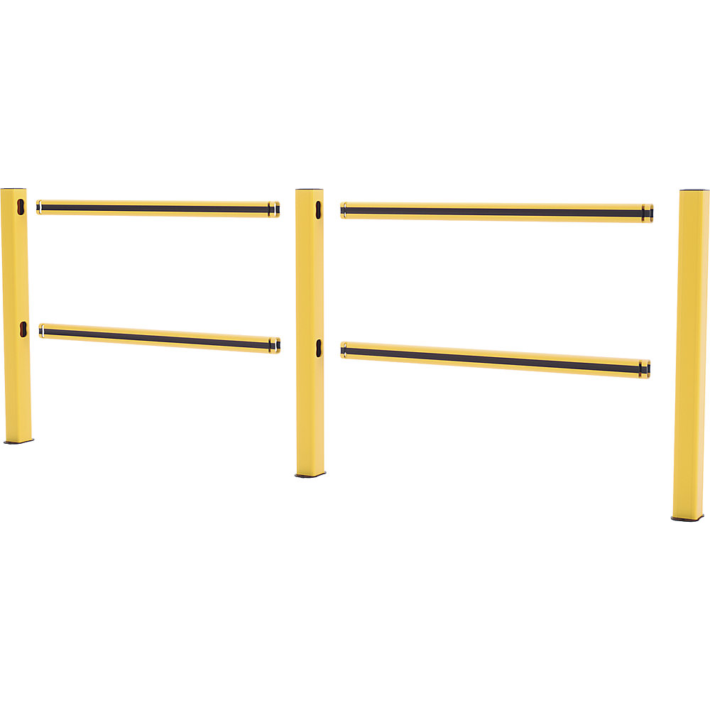 Schutzgeländer Flex Impact® HD Light, gelbe Pfosten - gelb/schwarz gestreift, Breite 2500 mm Boplan 2