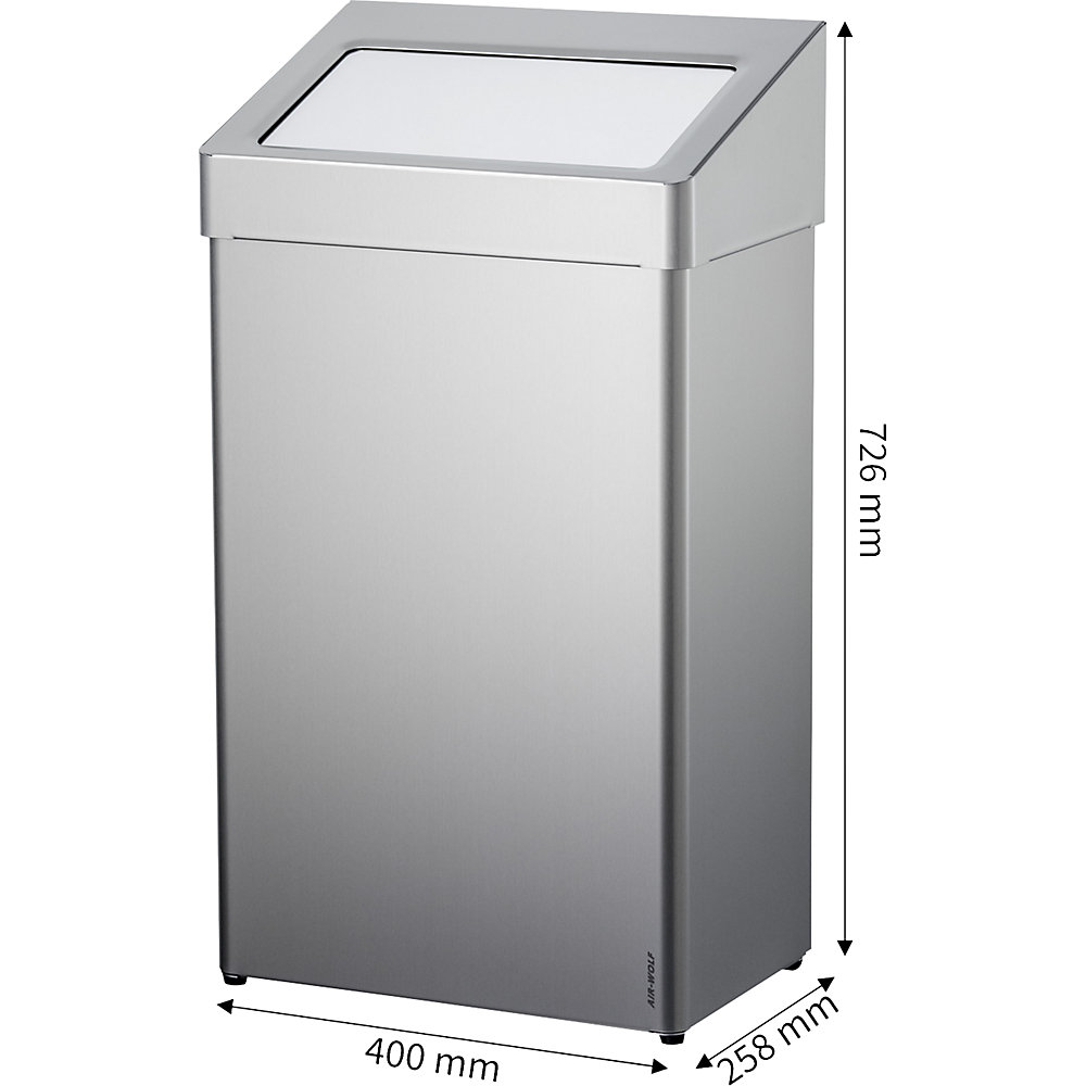 Poubelle à clapet AIR-WOLF Acier Inoxydable 60L 2