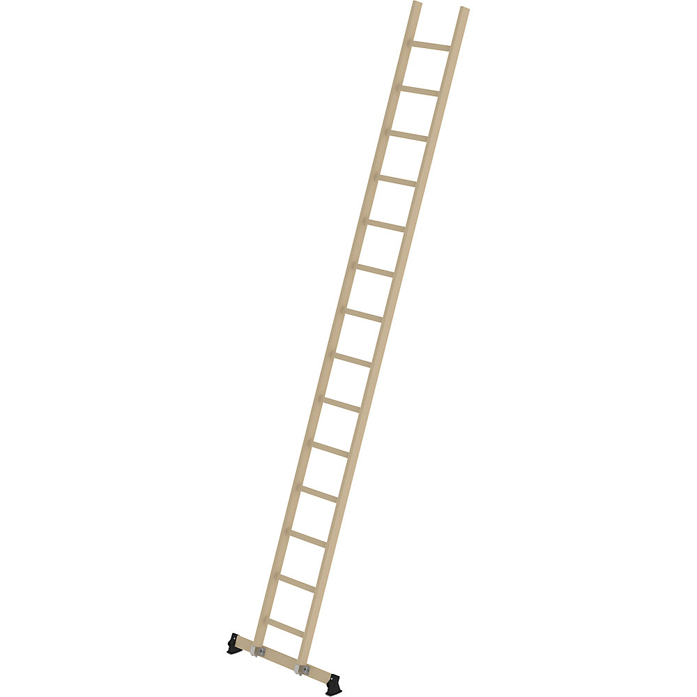 Holz-Anlegeleiter, mit Sprossen, 14 Sprossen inkl. Traverse MUNK