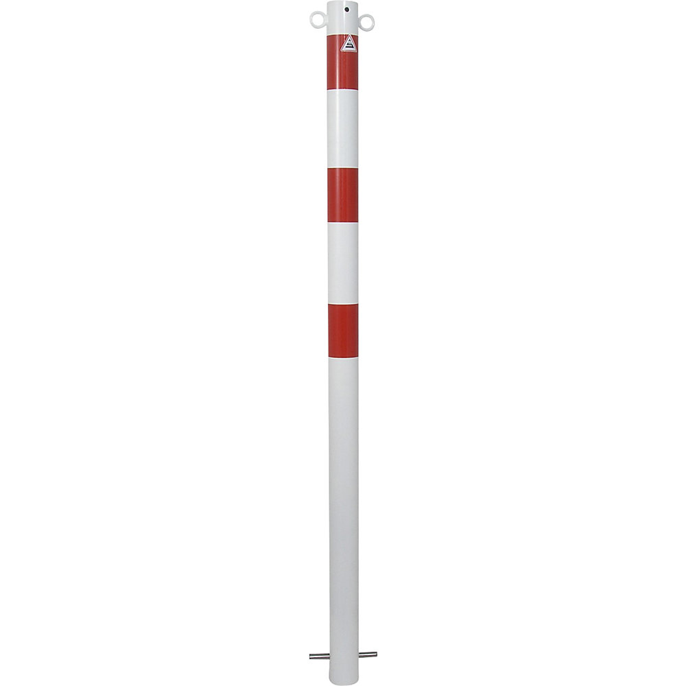 Absperrpfosten, Ø 60 mm, weiß / rot, zum Einbetonieren, mit 2 Ösen Schake