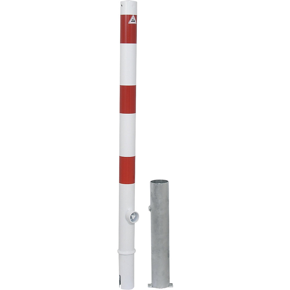 Absperrpfosten, Ø 60 mm, weiß / rot, herausnehmbar, ohne Öse Schake