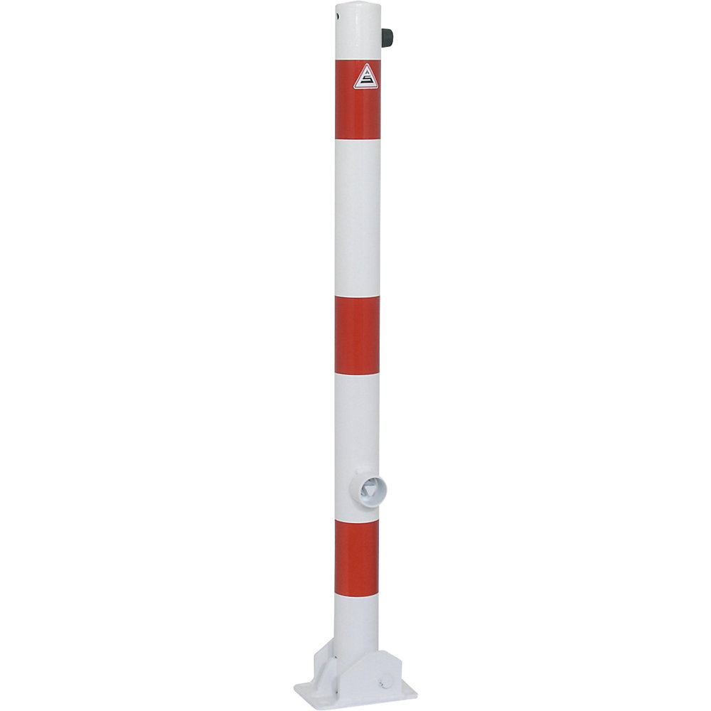 Absperrpfosten, Ø 60 mm, weiß / rot, klappbar, ohne Öse Schake