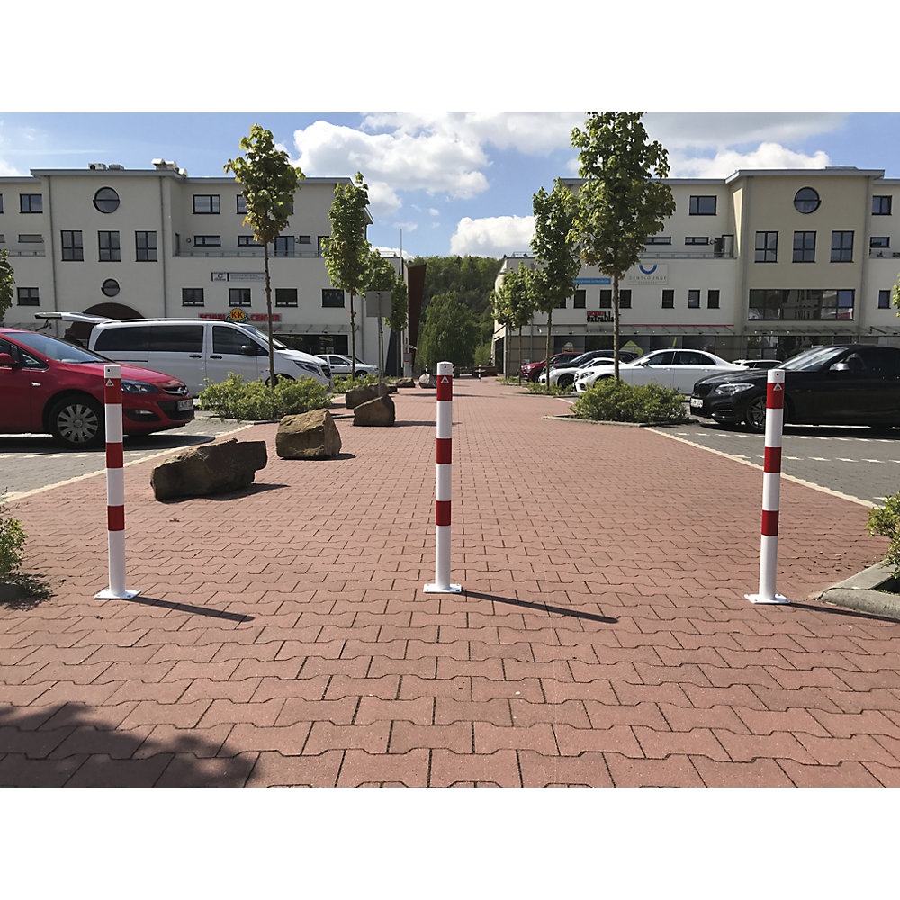 Absperrpfosten, Ø 60 mm, weiß / rot, zum Aufdübeln, ohne Öse Schake 2