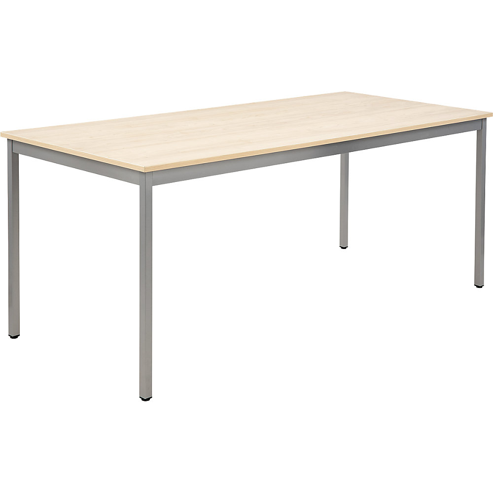 Mehrzwecktisch, rechteckig, HxBxT 740 x 1800 x 800 mm, Platte Ahorn-Dekor, Gestell weißaluminium eurokraft basic