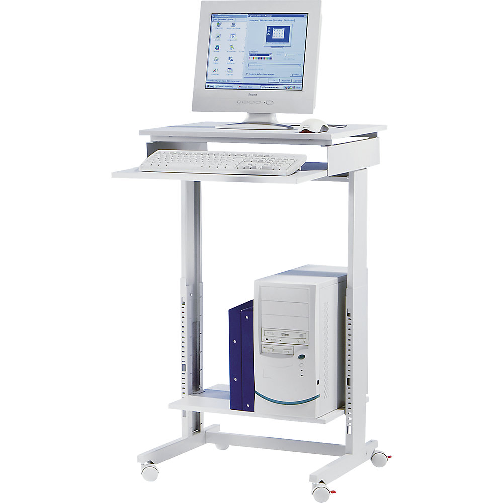 Twinco Poste informatique, largeur x profondeur 600 x 500 mm, hauteur réglable de 715 à 1075 mm