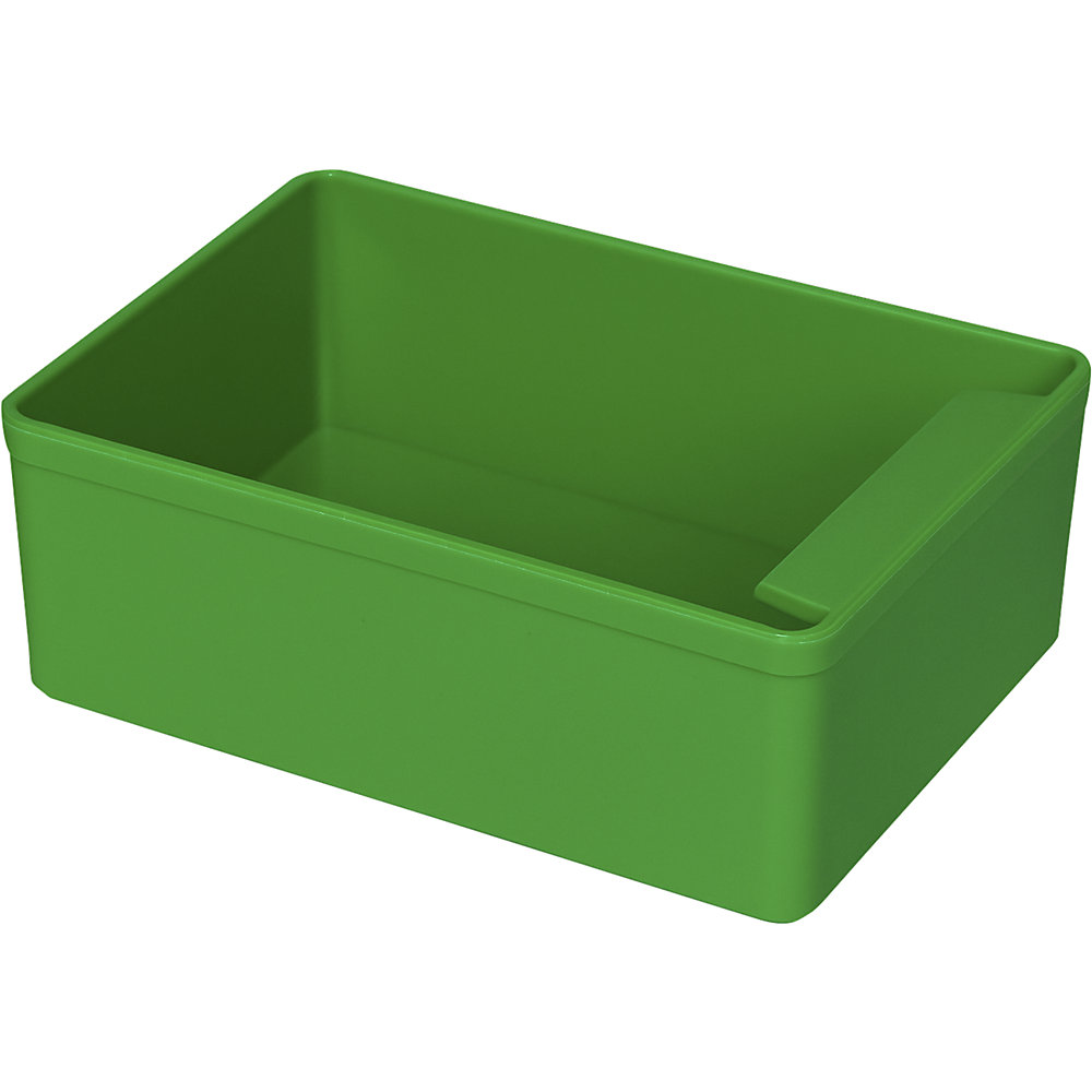 Systemdose aus Polystyrol, mit beschriftbarer Griffleiste, HxBxT 48 x 83 x 117 mm, grün, VE 24 Stk eurokraft pro