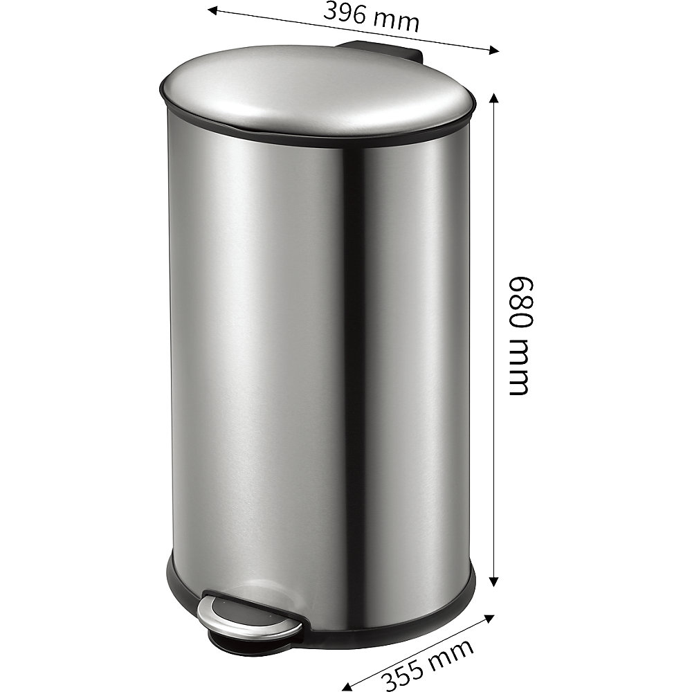 Ovaler Tretabfallsammler, Volumen 40 l, HxBxT 680 x 396 x 355 mm, rutschfest EKO 2