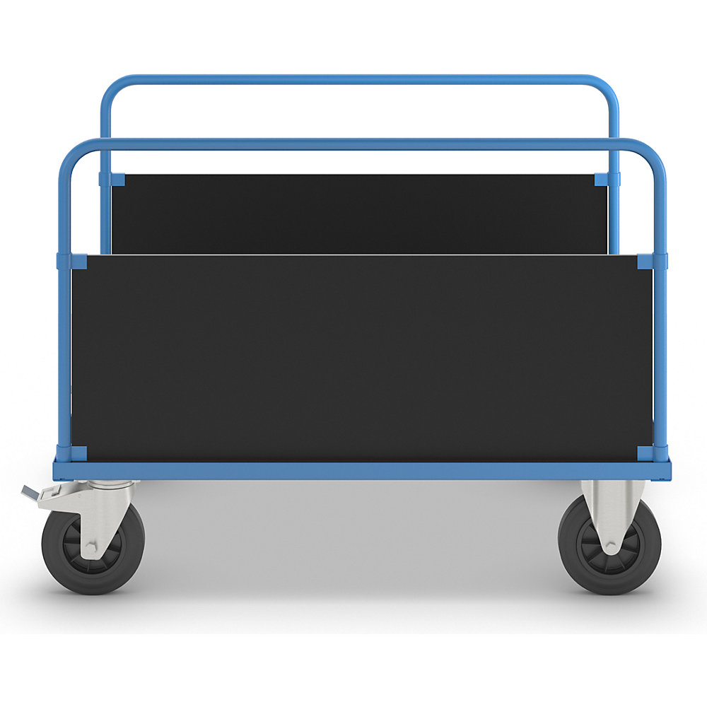 Plattformwagen KM33, 2 Seitenwände, LxB 1200 x 800 mm, 2 Lenkrollen mit Stopp, 2 Bockrollen Kongamek 3
