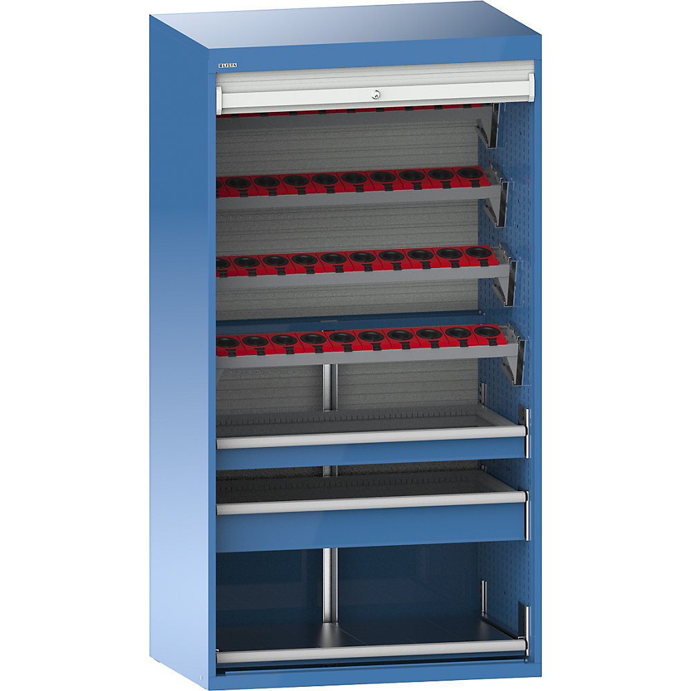 CNC-Schrank mit Rollladen, 7 Ebenen, 40 Halter HSK 63 A+C+E/80 B+D, lichtblau RAL 5012 LISTA