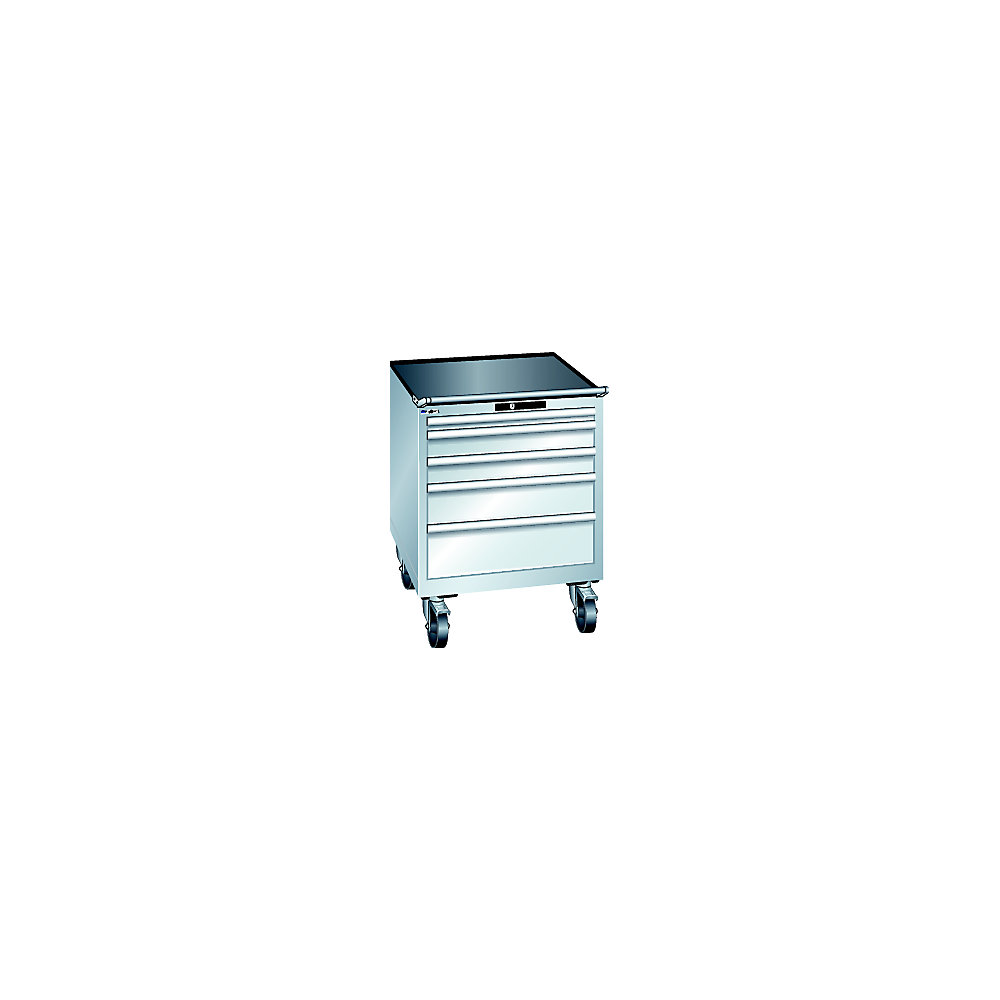 LISTA Armoire à tiroirs, mobile, l x p 717 x 725 mm, 5 tiroirs, gris clair