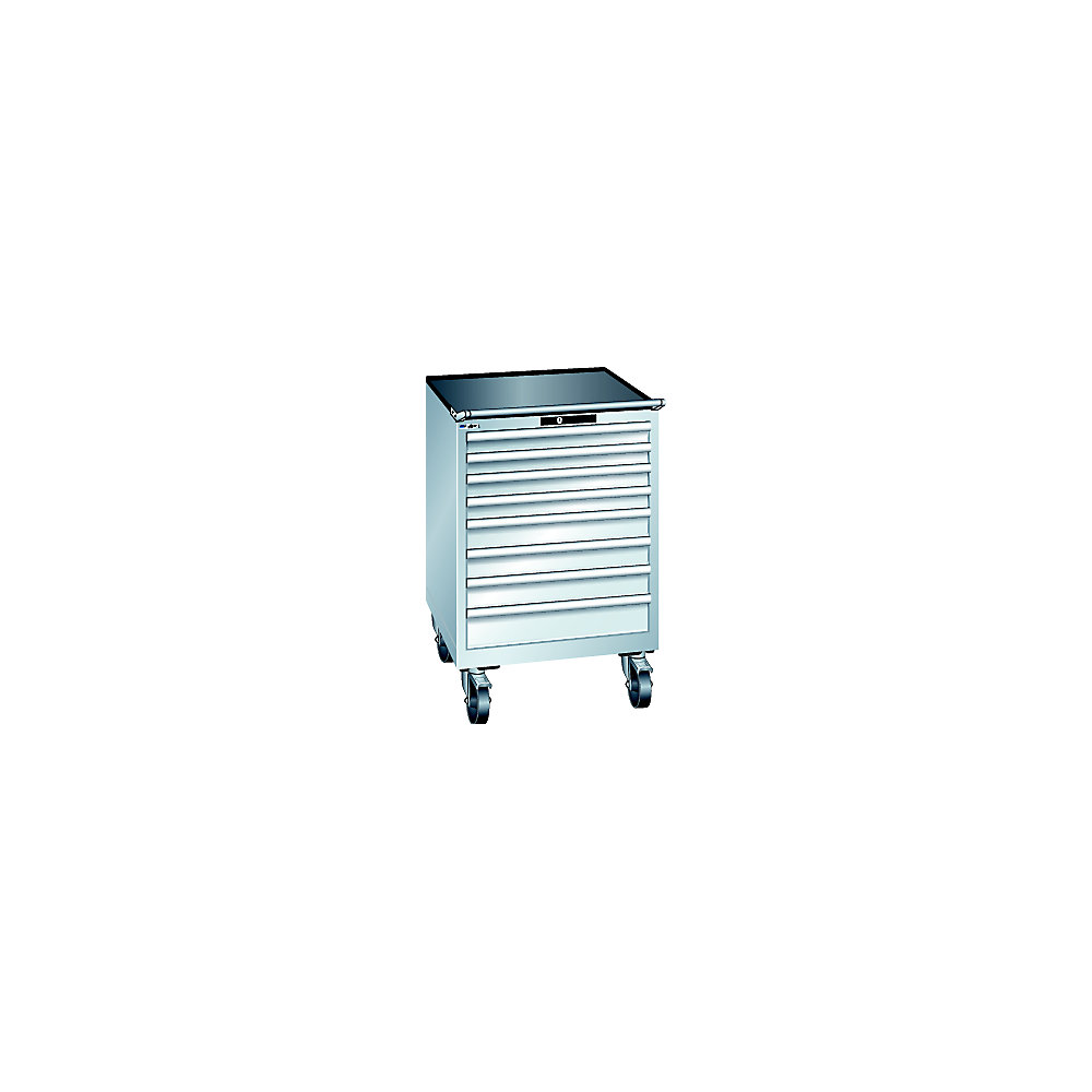 LISTA Armoire à tiroirs, mobile, l x p 717 x 725 mm, 8 tiroirs, gris clair