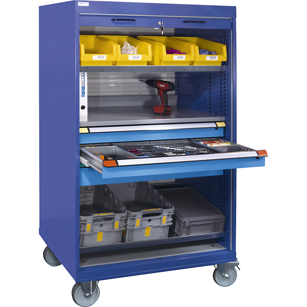 Armoire à rideaux roulante