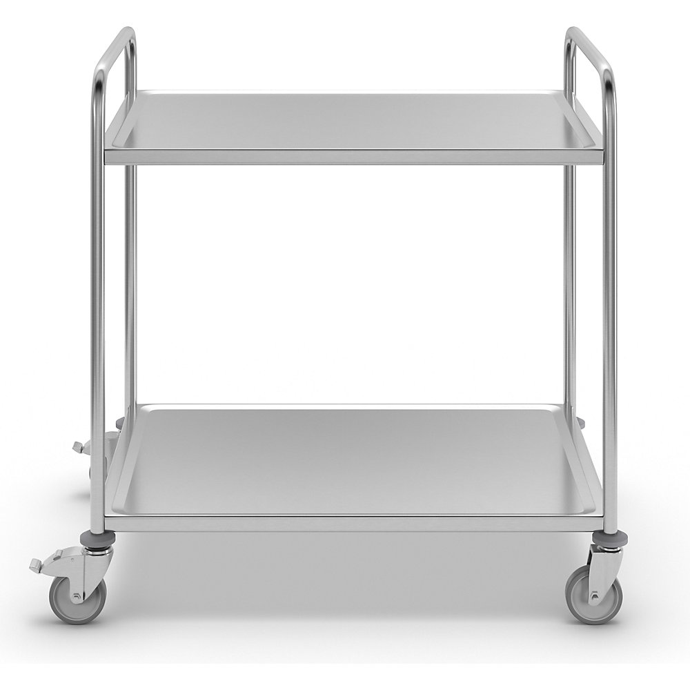 kaiserkraft Edelstahl-Servierwagen, 2 Etagen, verzinkte Rolle, Reifen aus Gummi, LxBxH 1070 x 670 x 970 mm, ab 10 Stk 2