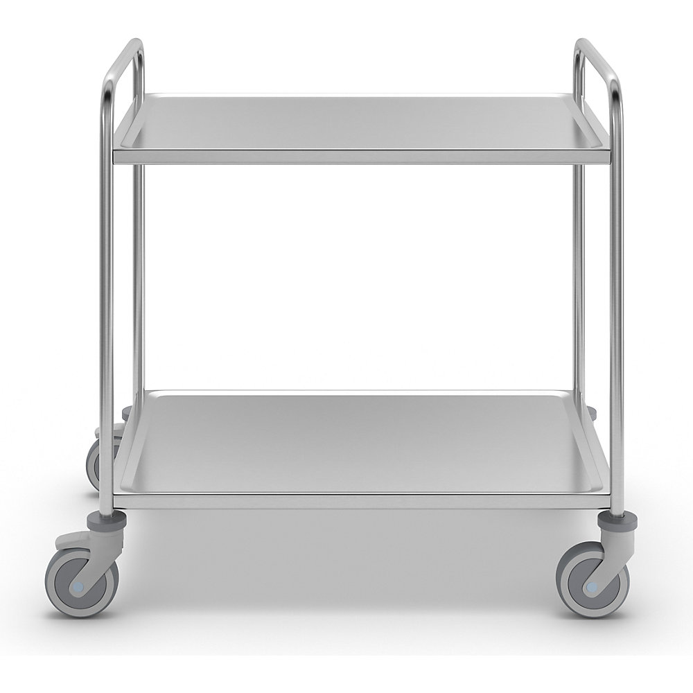 kaiserkraft Edelstahl-Servierwagen, 2 Etagen, thermoplastische Gummibereifung, LxBxH 1070 x 670 x 970 mm, ab 3 Stk 3