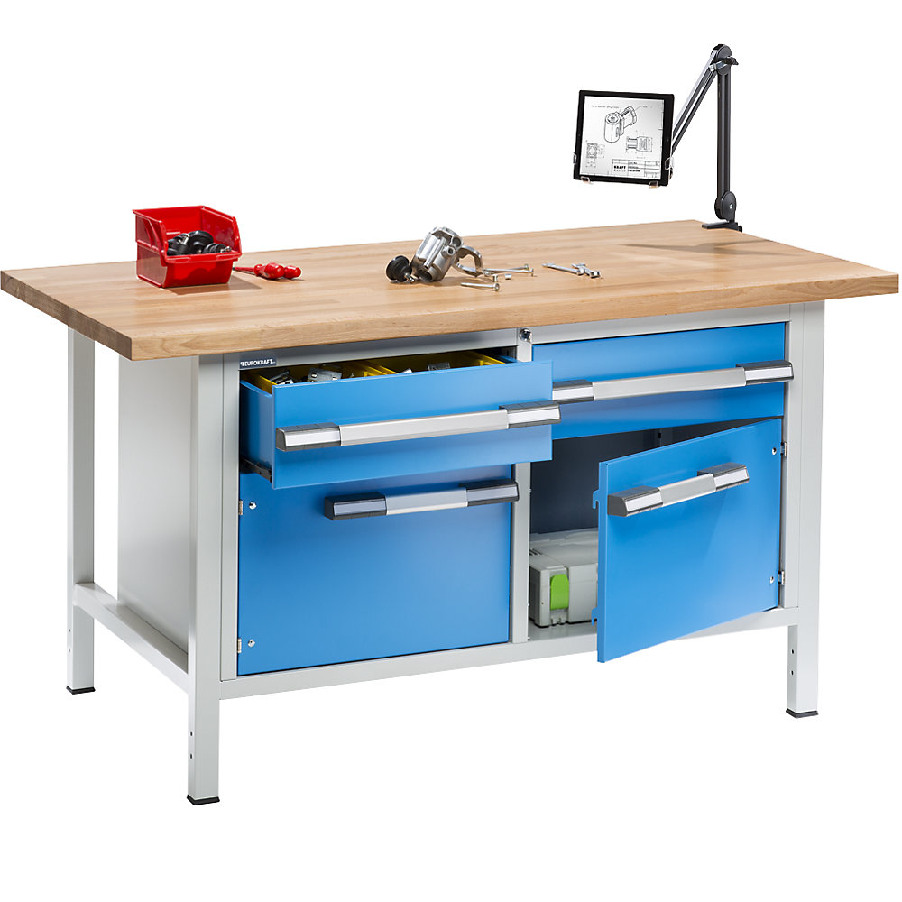 eurokraft pro Workbench Frame Construction Series 8000 3 Drawers 1 Door 1500x900mm 2