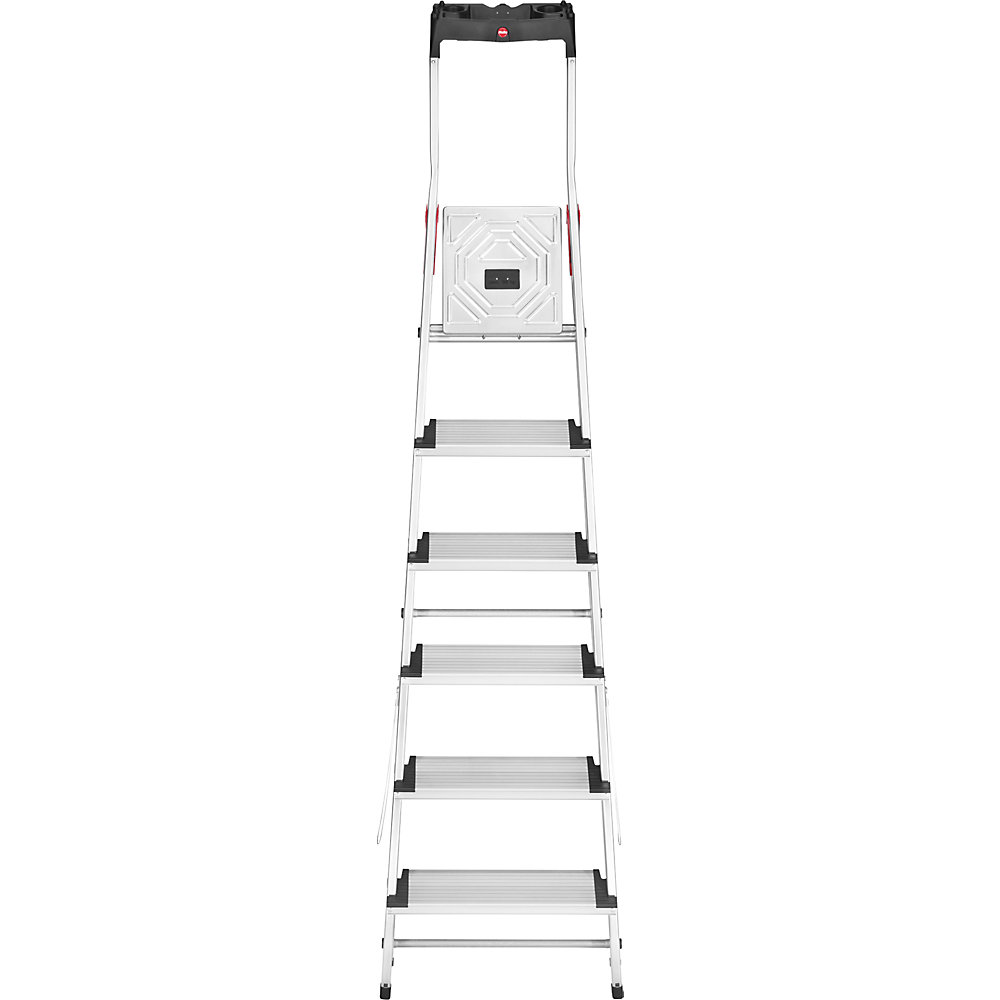 Stehleiter HAILO "L80 ComfortLine", grau (aluminiumfarben), B:50cm H:208cm L:14cm, Aluminium, Leitern, Alu-Sicherheits-Stehleiter 6 Stufen 5