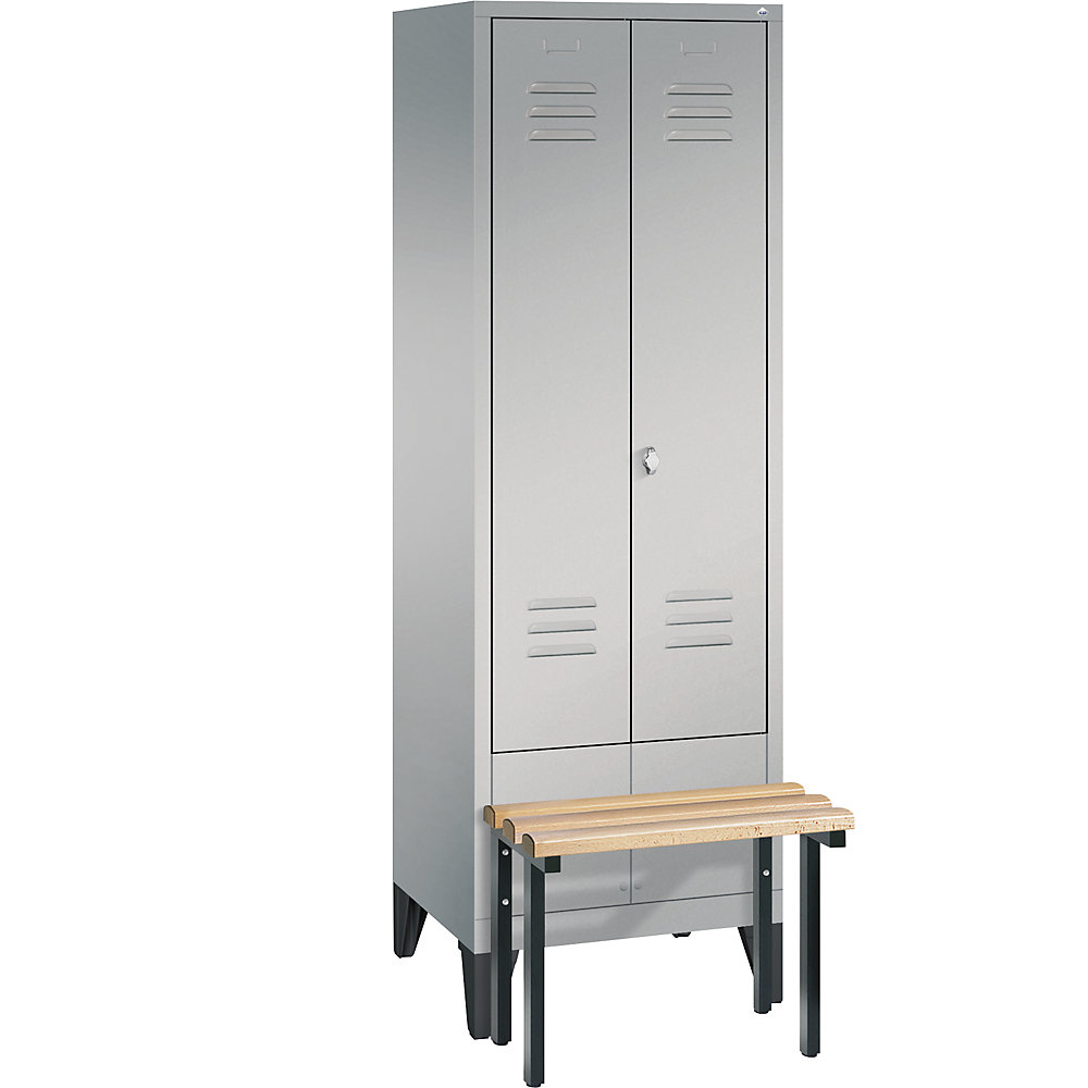 Penderie CLASSIC avec banc frontal et portes fermant l'une contre l'autre