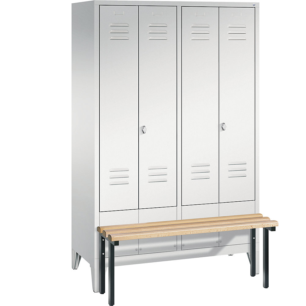 Penderie CLASSIC avec banc frontal et portes fermant l'une contre l'autre