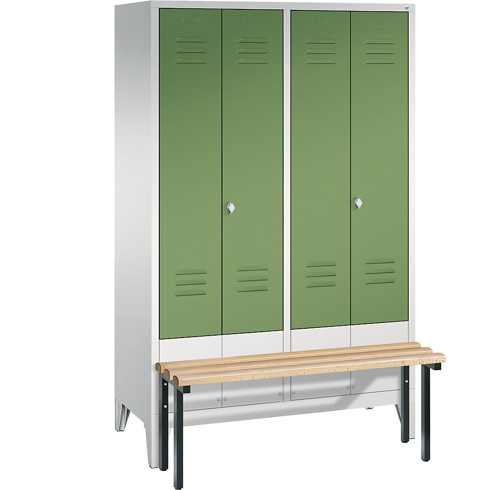 Penderie CLASSIC avec banc frontal et portes fermant l'une contre l'autre