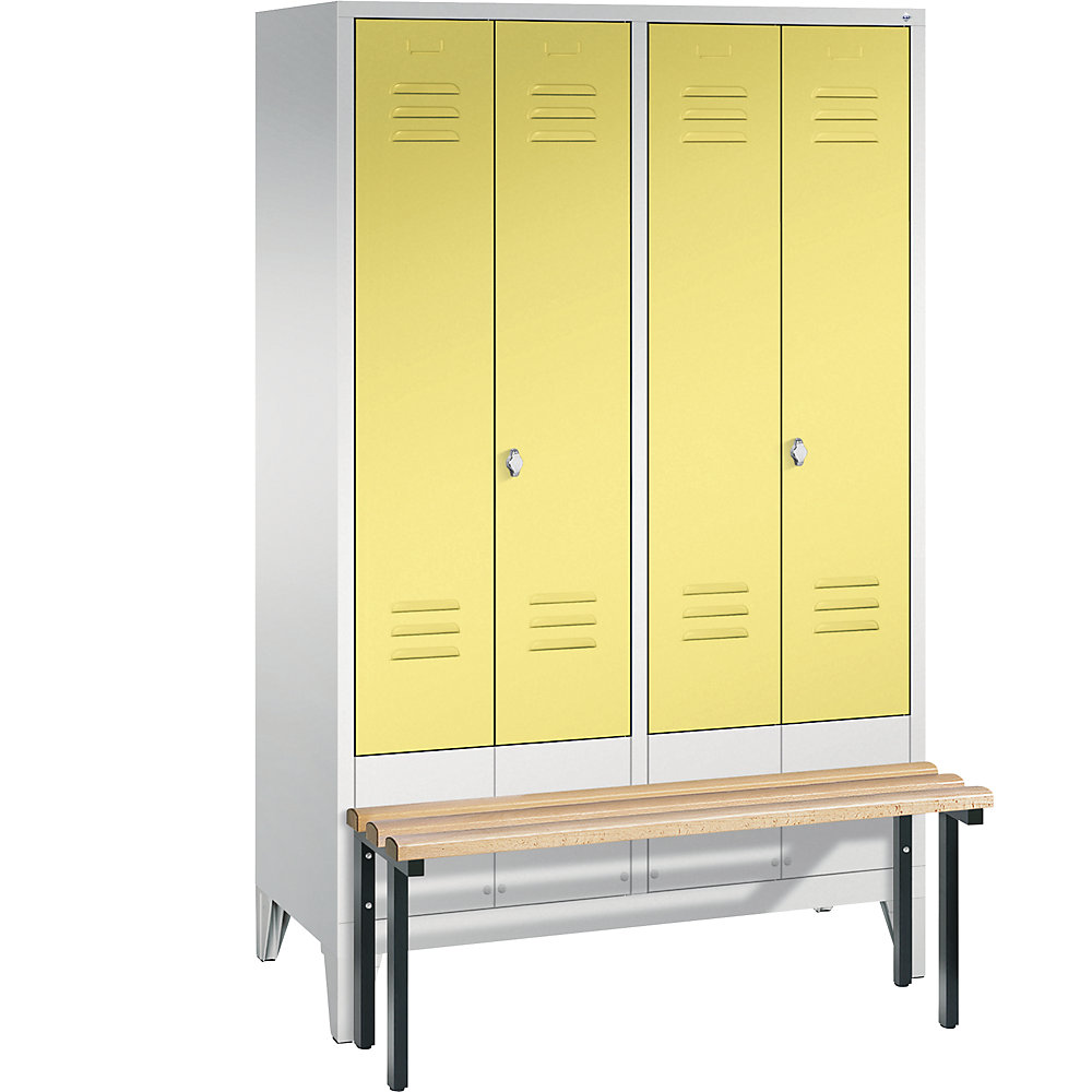 Penderie CLASSIC avec banc frontal et portes fermant l'une contre l'autre