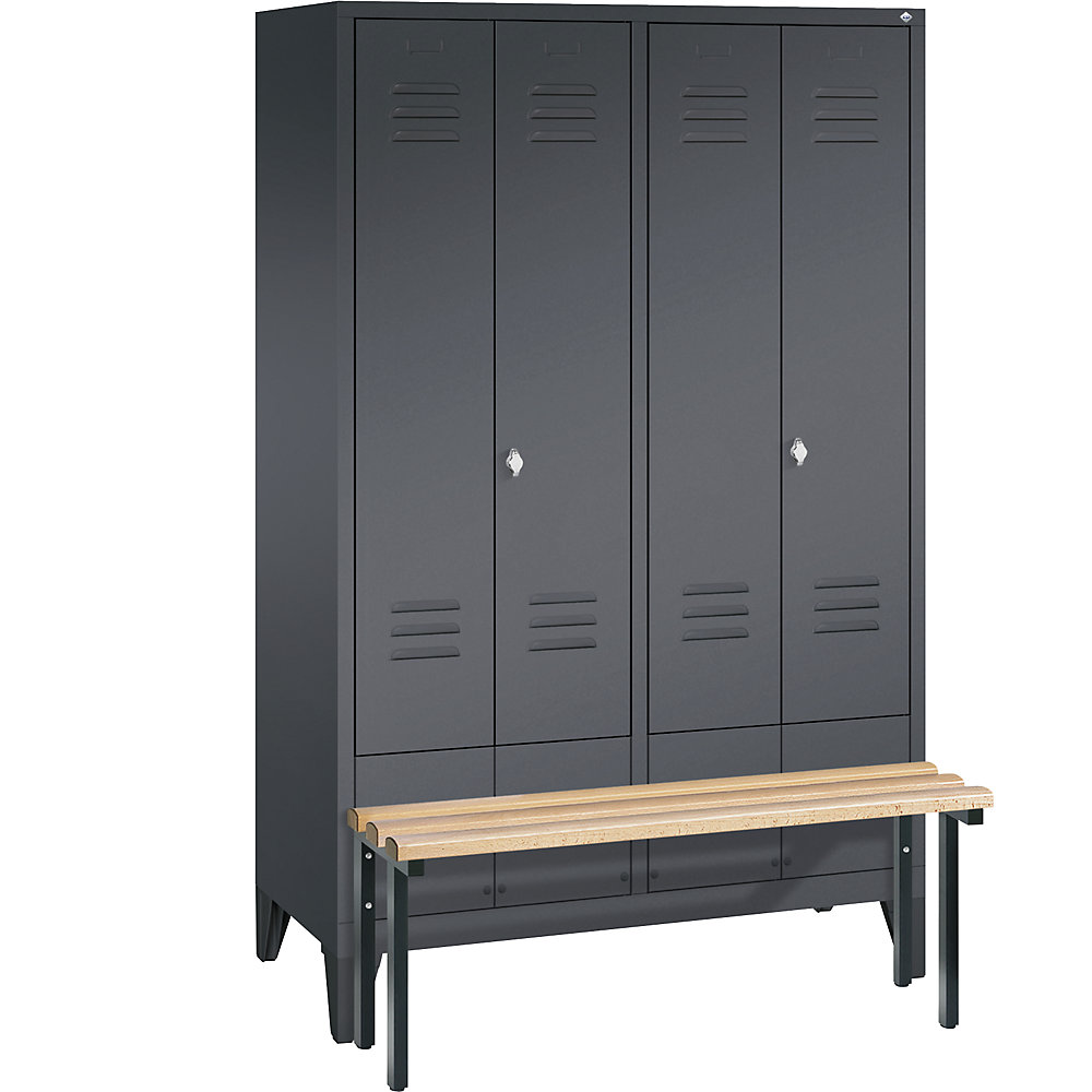 Penderie CLASSIC avec banc frontal et portes fermant l'une contre l'autre