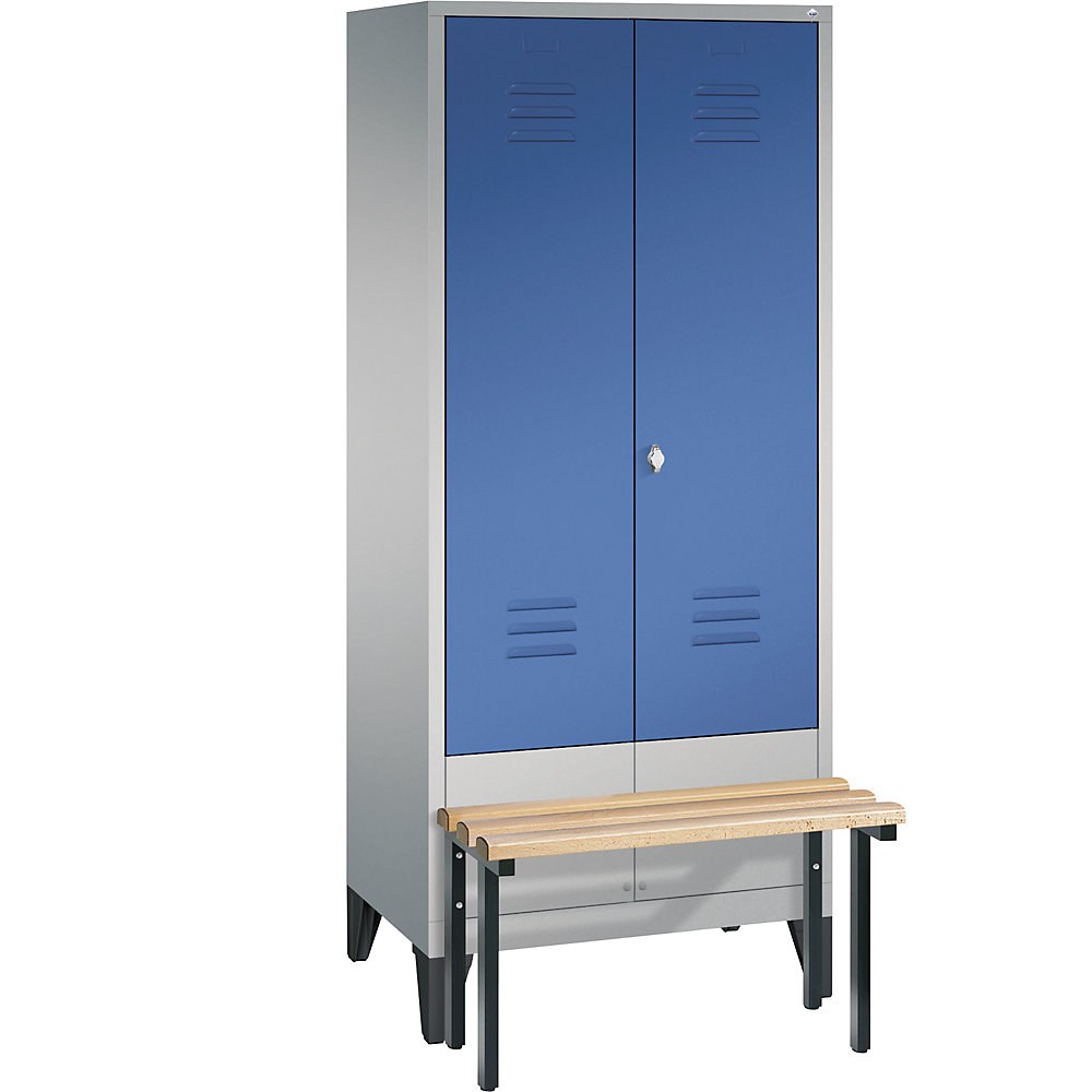 Penderie CLASSIC avec banc frontal et portes fermant l'une contre l'autre