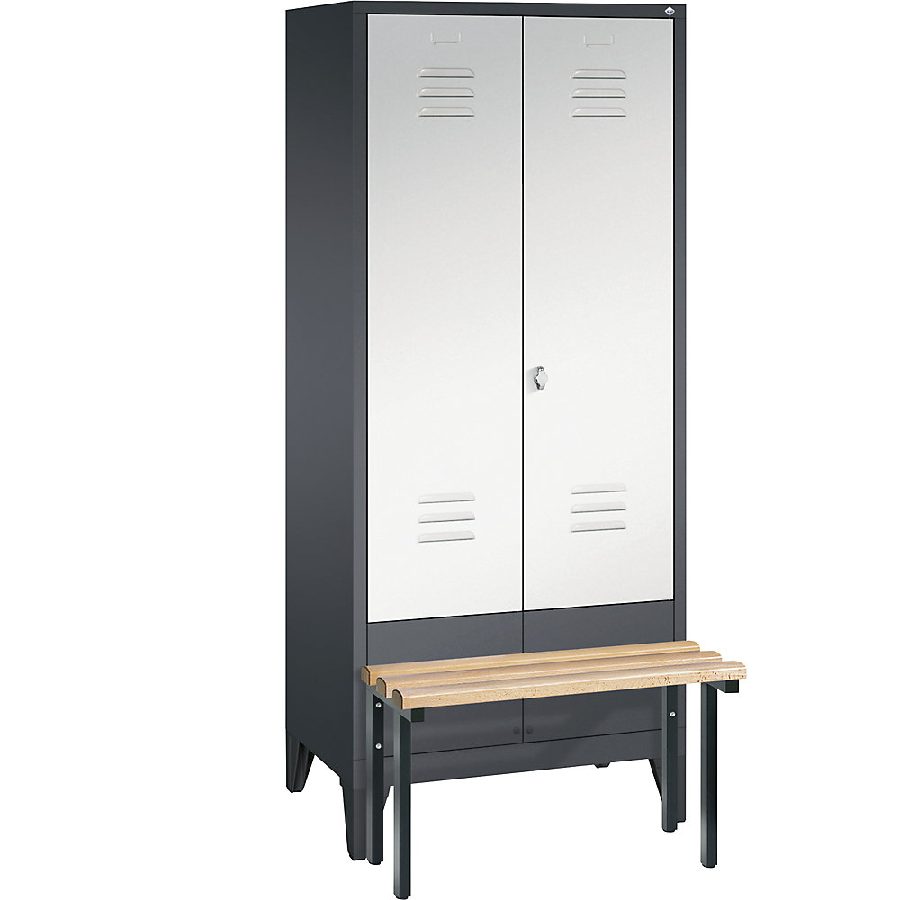 Penderie CLASSIC avec banc frontal et portes fermant l'une contre l'autre