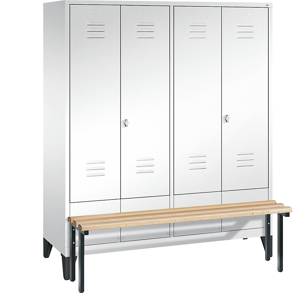 Penderie CLASSIC avec banc frontal et portes fermant l'une contre l'autre