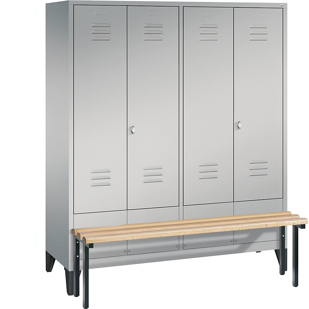 Penderie CLASSIC avec banc frontal et portes fermant l'une contre l'autre