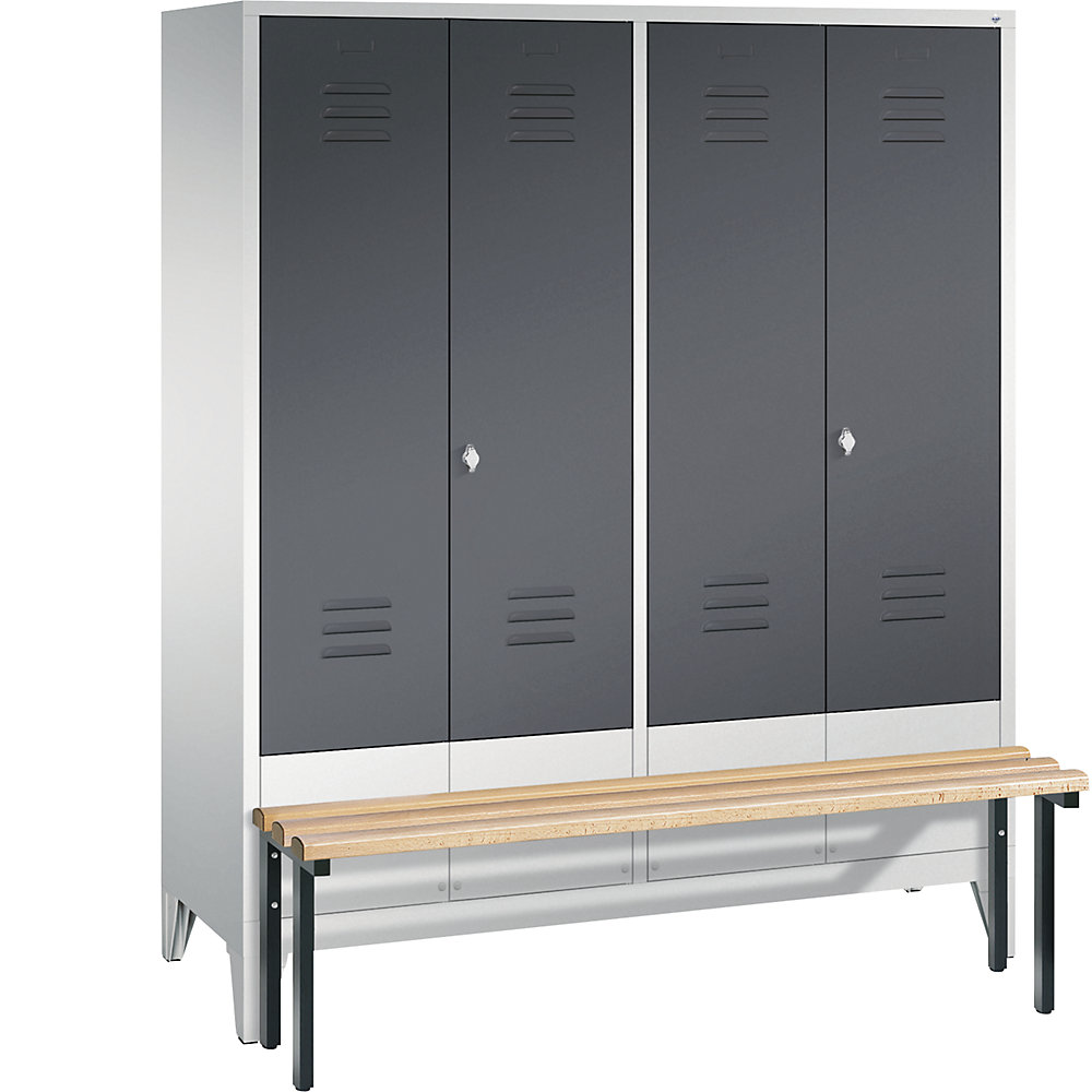 Penderie CLASSIC avec banc frontal et portes fermant l'une contre l'autre