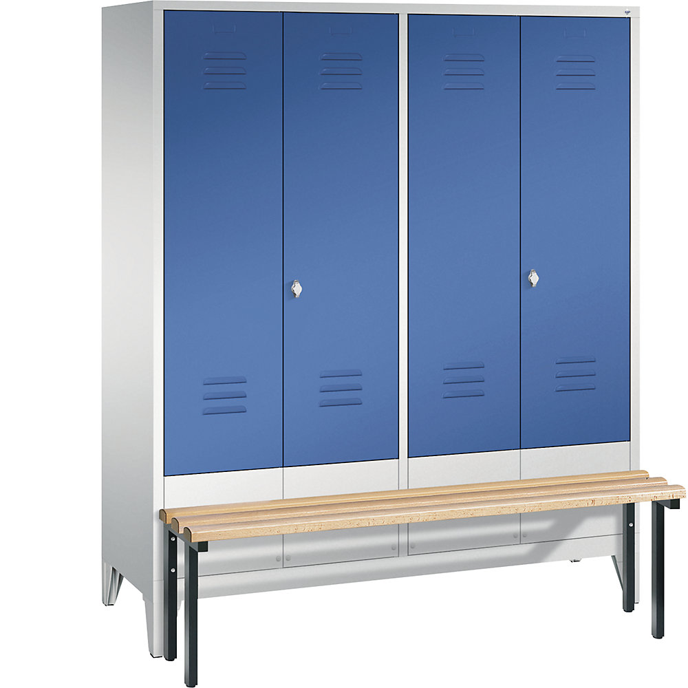 Penderie CLASSIC avec banc frontal et portes fermant l'une contre l'autre