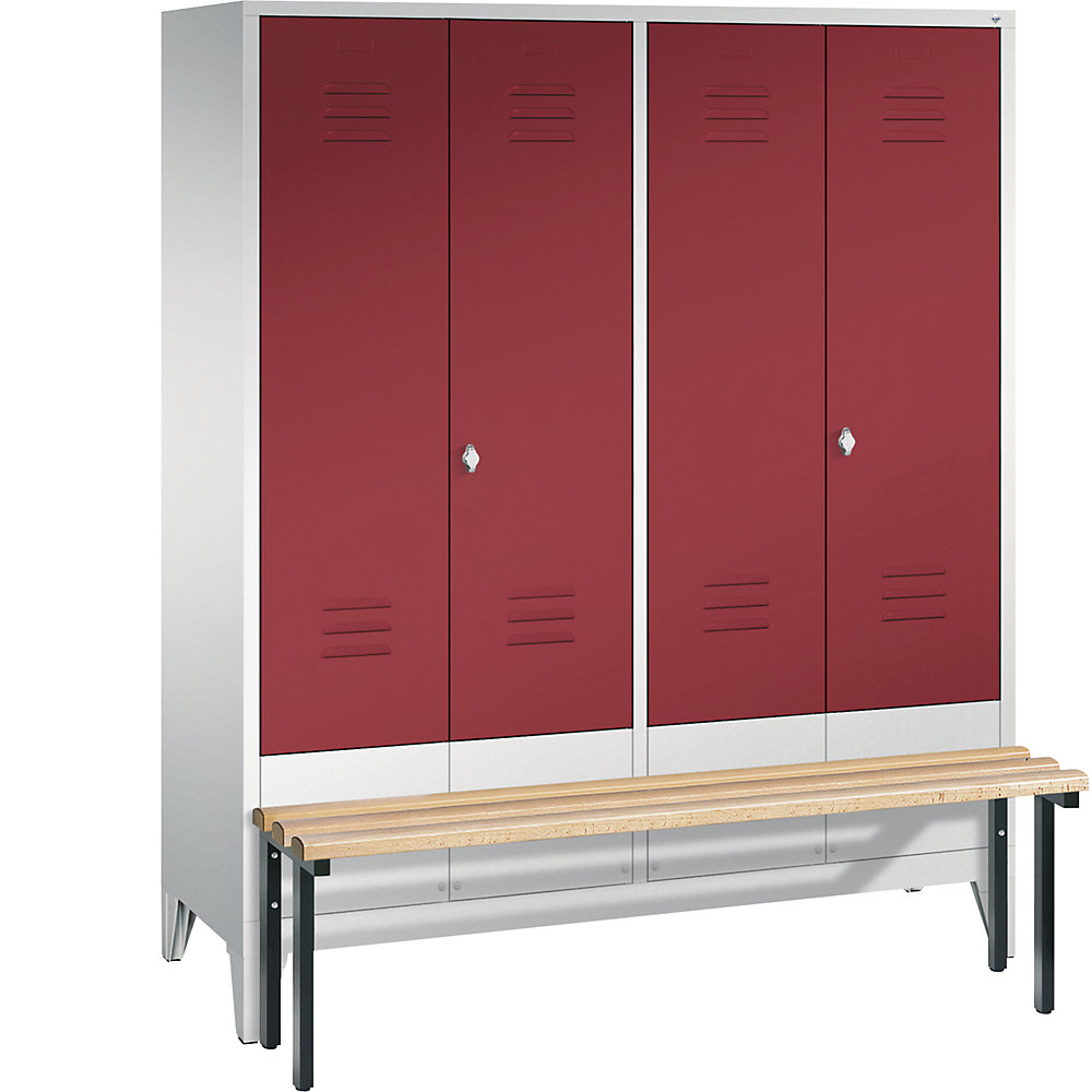 Penderie CLASSIC avec banc frontal et portes fermant l'une contre l'autre