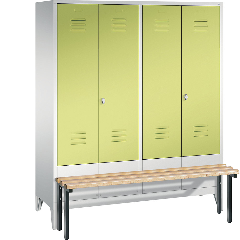 Penderie CLASSIC avec banc frontal et portes fermant l'une contre l'autre