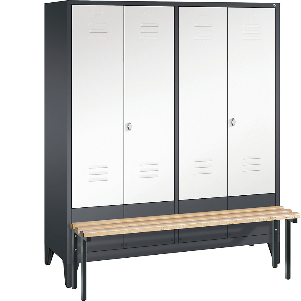 Penderie CLASSIC avec banc frontal et portes fermant l'une contre l'autre