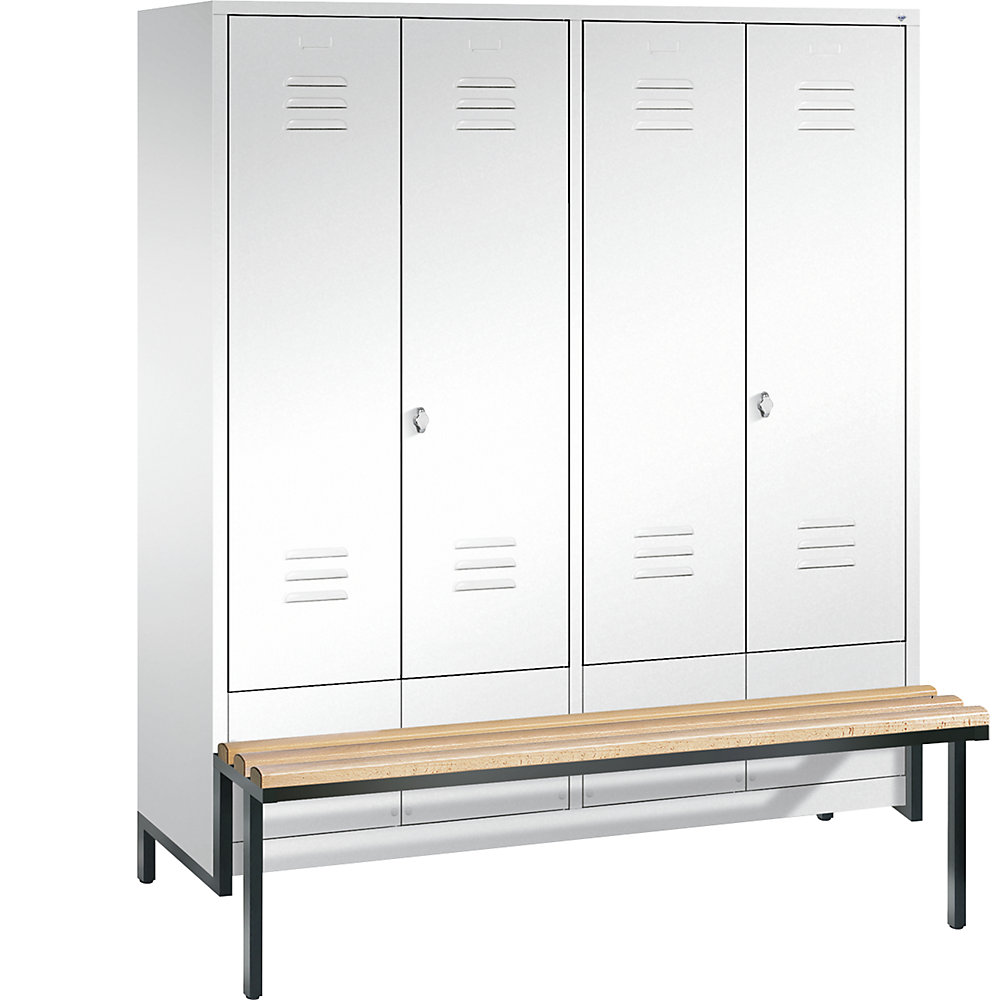 Penderie CLASSIC avec châssis inférieur servant de banc et portes fermant l'une contre l'autre