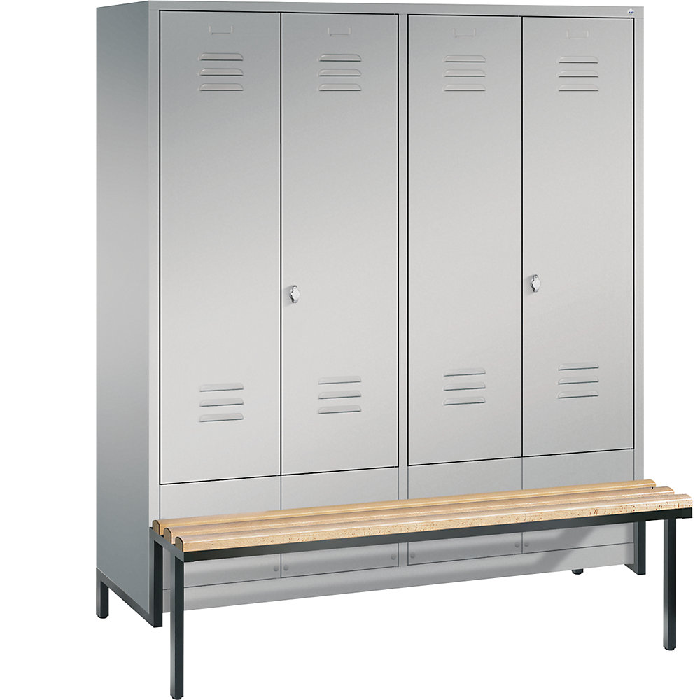 Penderie CLASSIC avec châssis inférieur servant de banc et portes fermant l'une contre l'autre