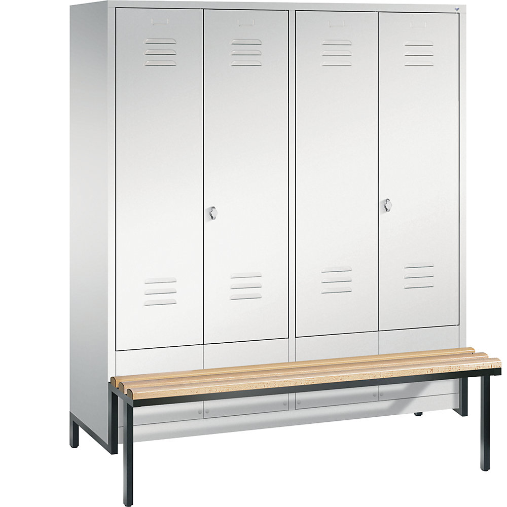 Penderie CLASSIC avec châssis inférieur servant de banc et portes fermant l'une contre l'autre