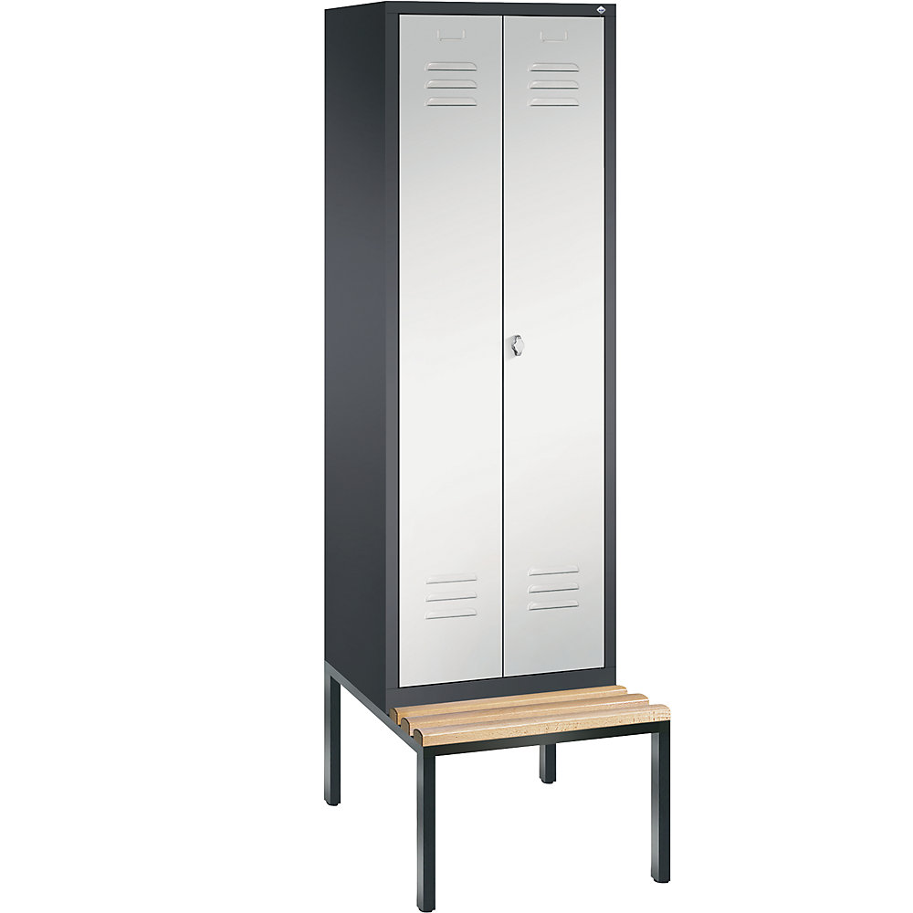 Penderie CLASSIC avec banc inférieur et portes fermant l'une contre l'autre