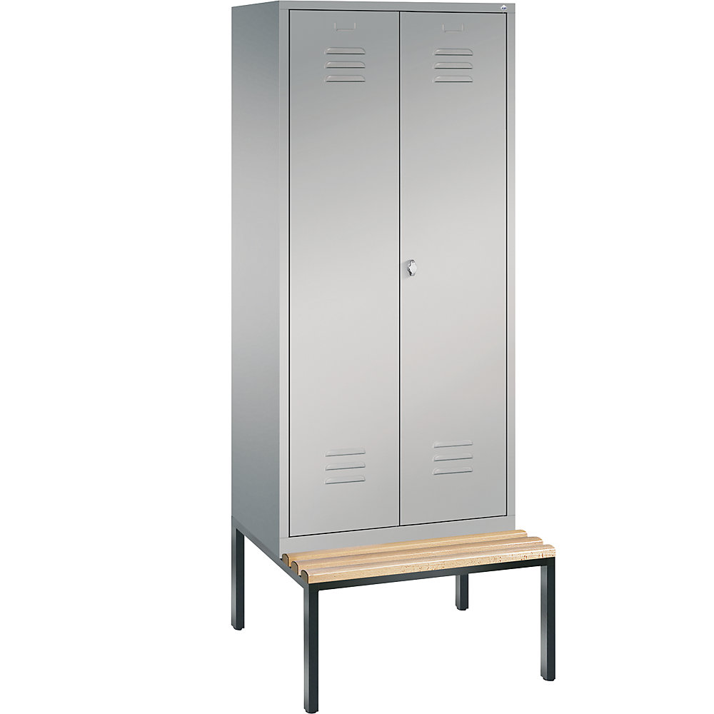 Penderie CLASSIC avec banc inférieur et portes fermant l'une contre l'autre